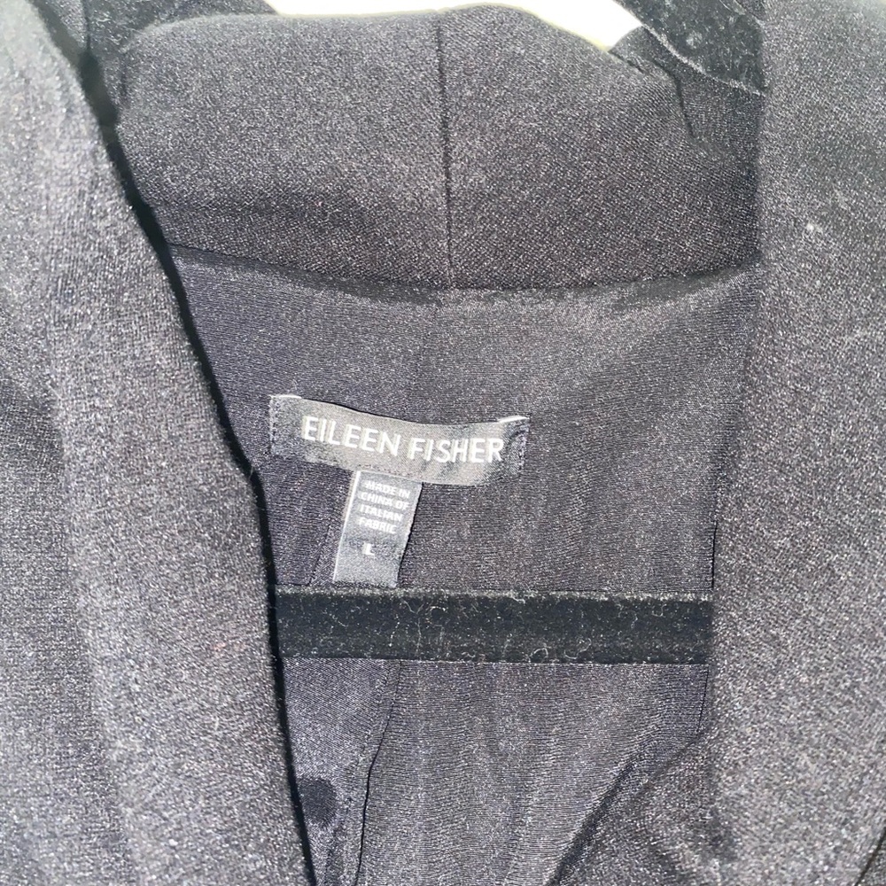 Eileen Fisher Black Silk Blend Lined Blazer Jacket Minimalist Size Women’s Large - Picture 4 of 4
